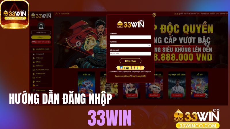 Hướng dẫn đăng nhập 33Win chi tiết trên phiên bản web